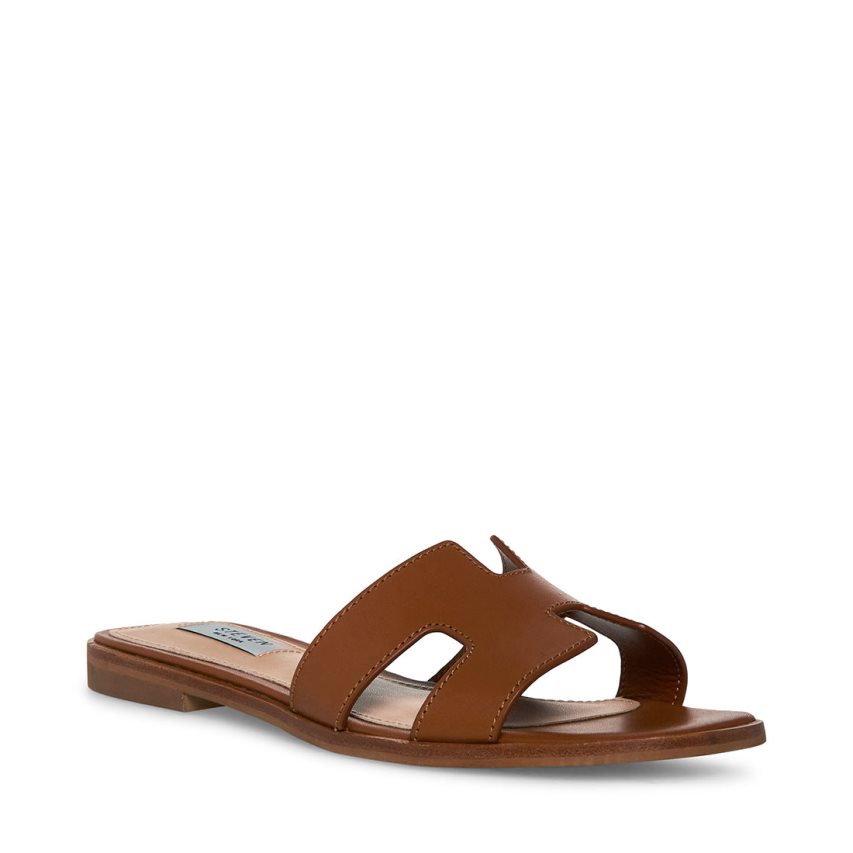 Sandalias de Diapositivas Steve Madden Hadyn Cuero Mujer Marrones | ES WX21E0